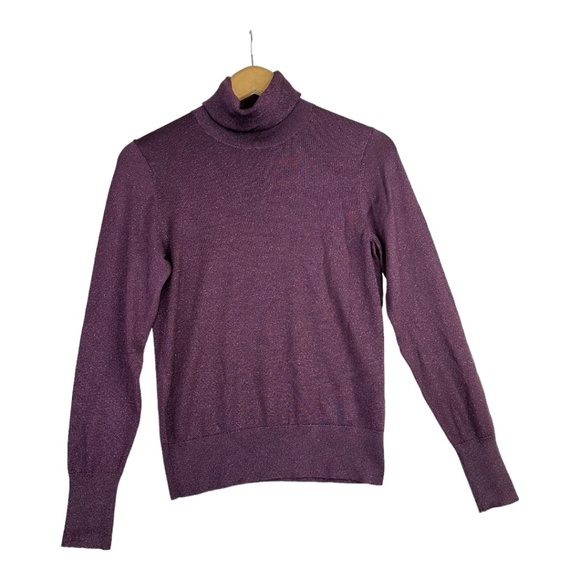 Kate Spade Metallic Ribbed Turtleneck Maroon Size Small - Picture 2 of 7